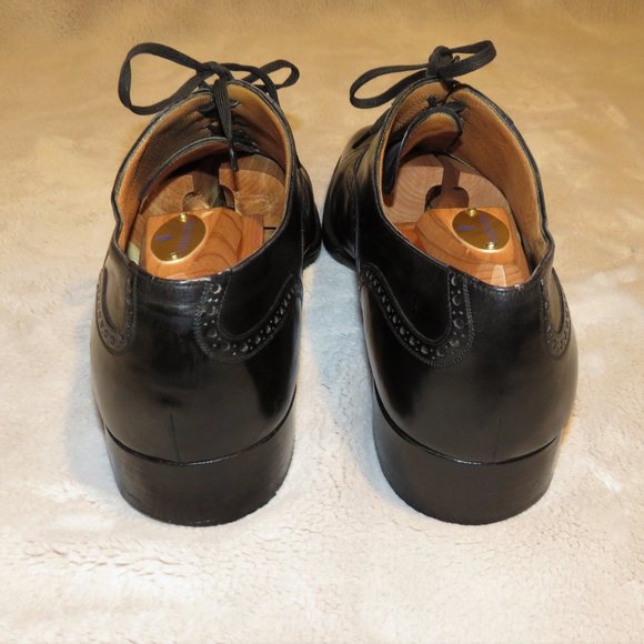 Foster & Son Black Leather Balmoral Wingtip Oxfords Size US 10.5 UK 9.5